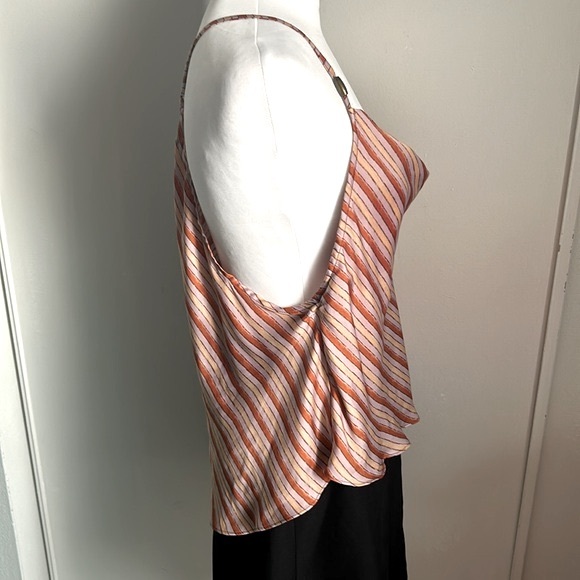 Free People Silky Stevie Cowl Neck Striped Swing Cami Tank - Picture 6 of 13